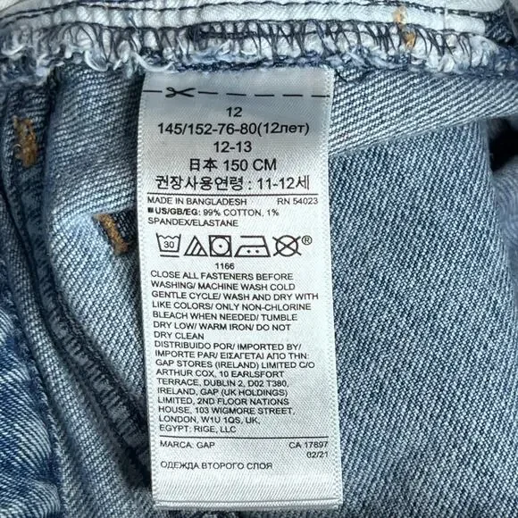 Girl's GAP Denim Stretch Midi Jean Shorts Size 12 - Picture 4 of 6